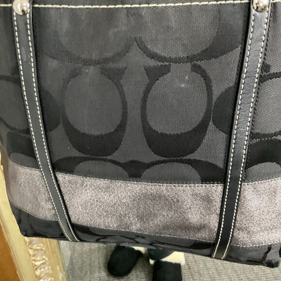 Y2K Coach Jacquard Signature Shoulder Handbag Purse Leather Strap One Size Black - Picture 4 of 10